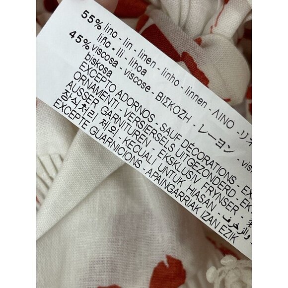 Zara Floral Linen Blend Top Womens Size Small Floral Cropped Boho Peasant‎ - Picture 10 of 10